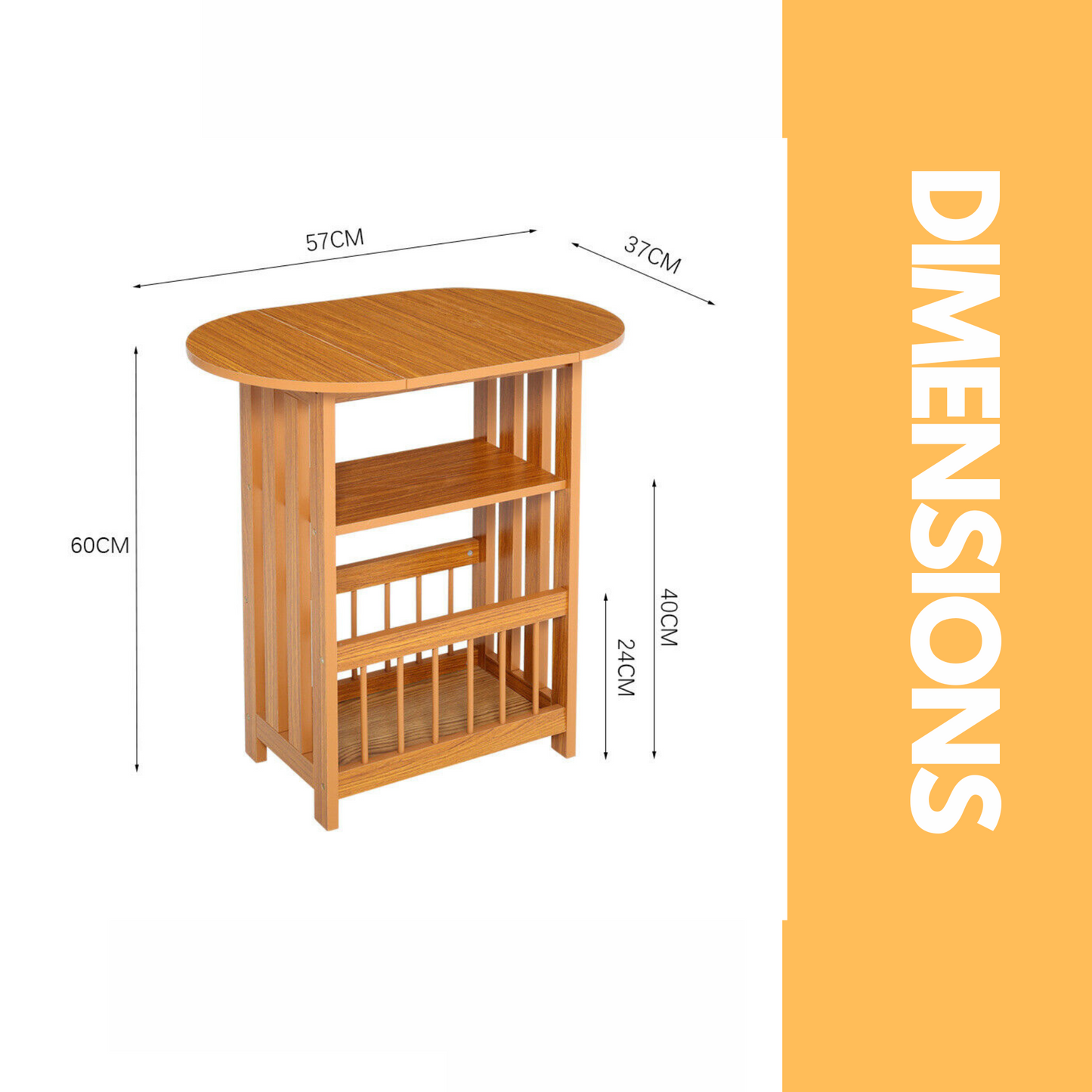 foldable narrow side table teak