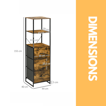 Industrial Storage Cabinet With 2 Open Shelves Rustic Brown