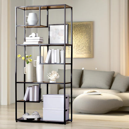 180CM Industrial 7 Tier Bookcase Rustic Brown