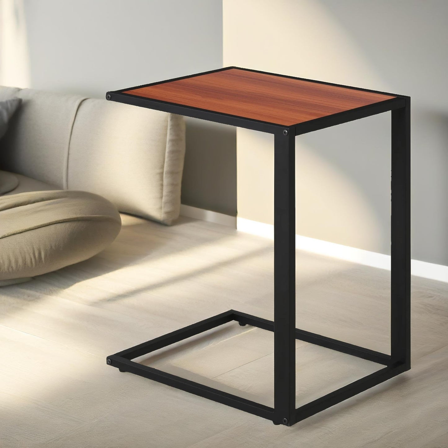 side table c shaped walnut