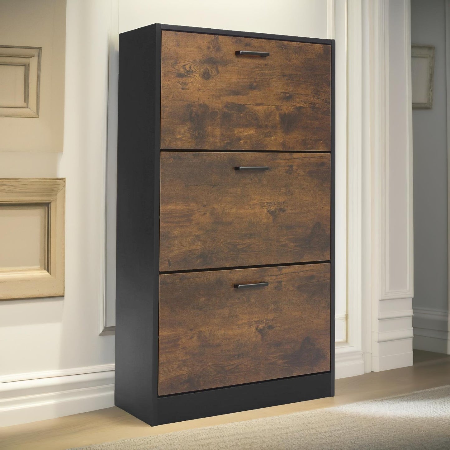 3 drawer shoe storage cabinet rustic