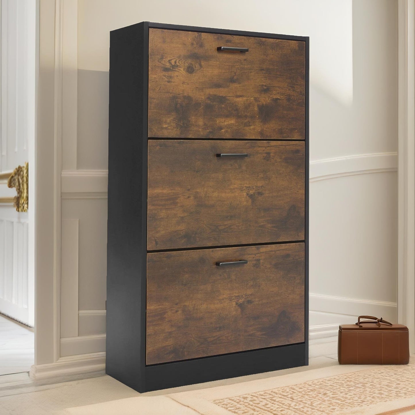 3 drawer shoe storage cabinet rustic