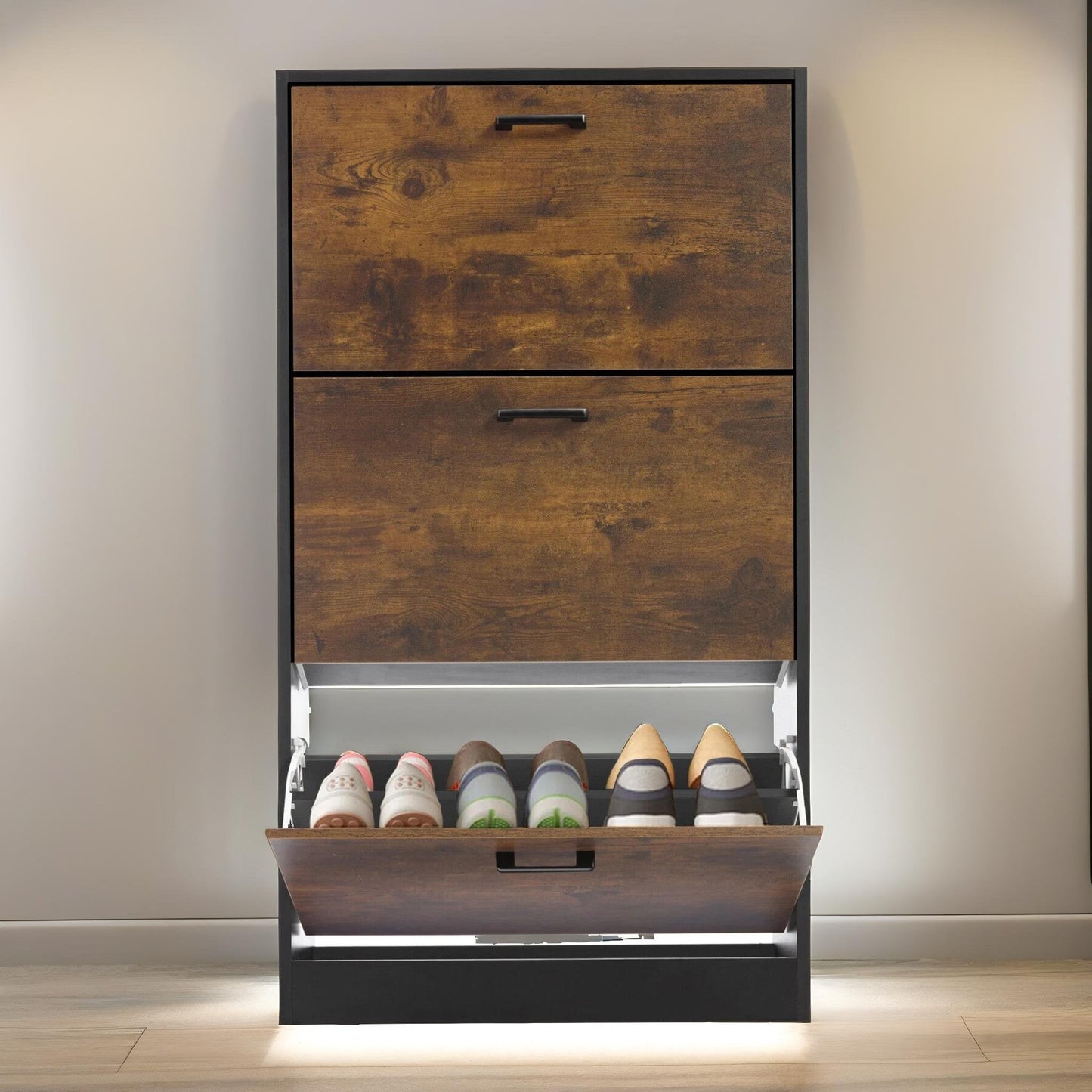 3 drawer shoe storage cabinet rustic